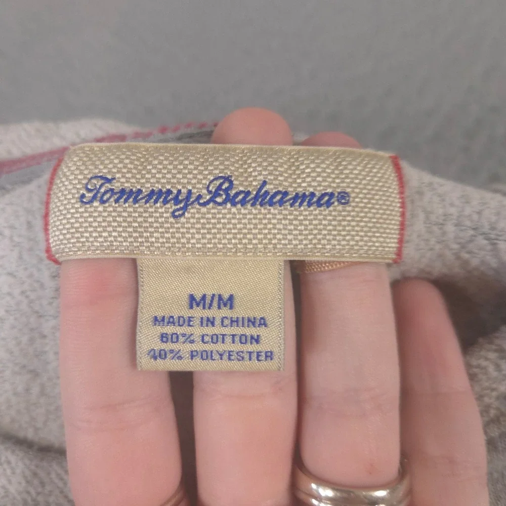 LOT OF 2 Tommy Bahama Pullover Mens M Gray Cotton Rayon Textured Knit Crewneck